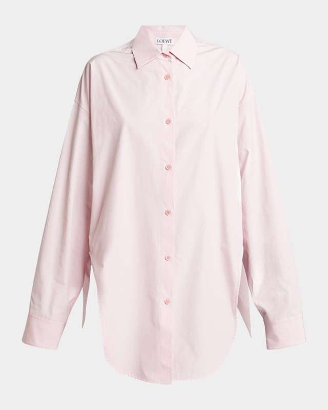 Round-Hem Button-Down Blouse
